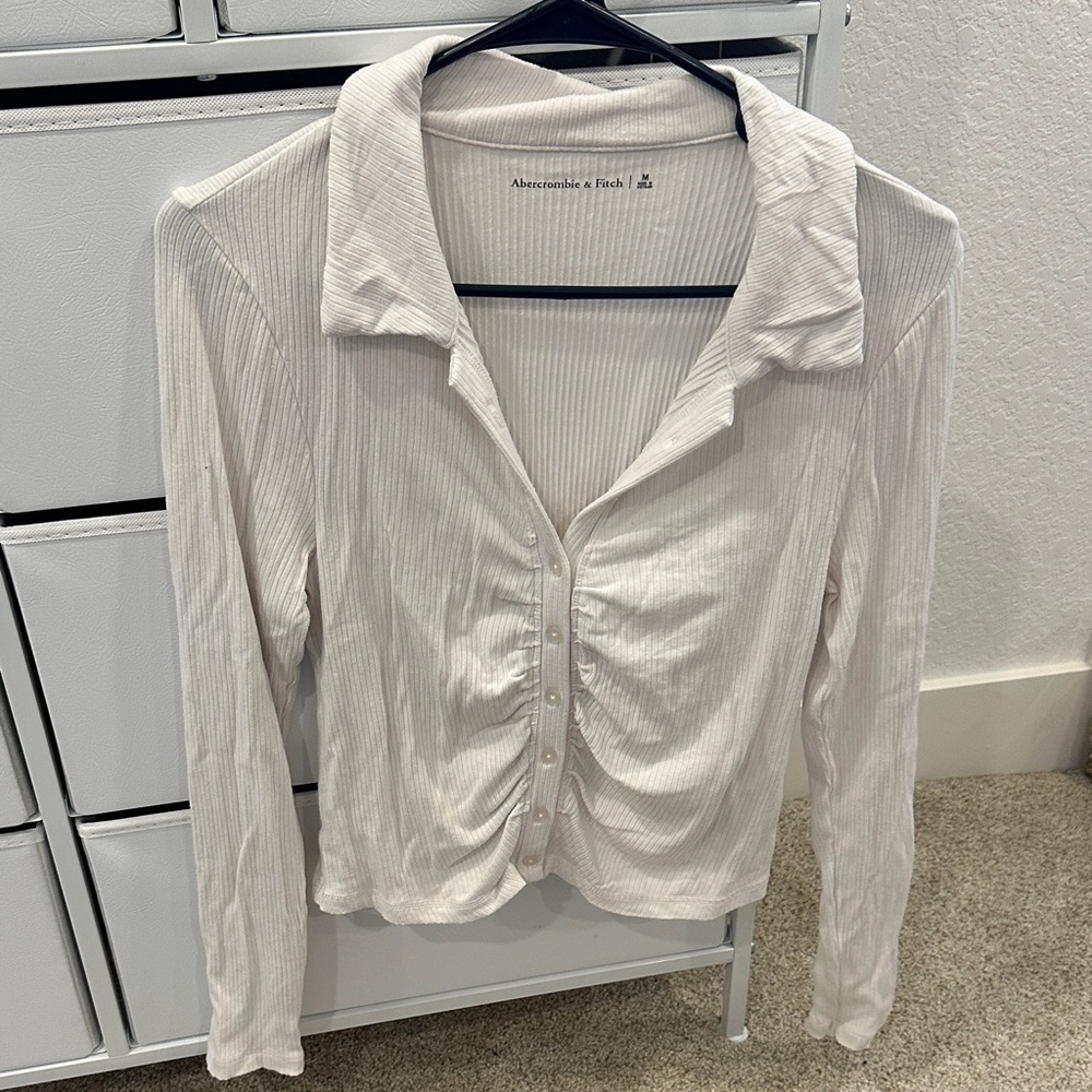 Abercrombie & Fitch White Ribbed Top